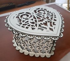 Laser Cut Decorative Wooden Heart Box Free Vector