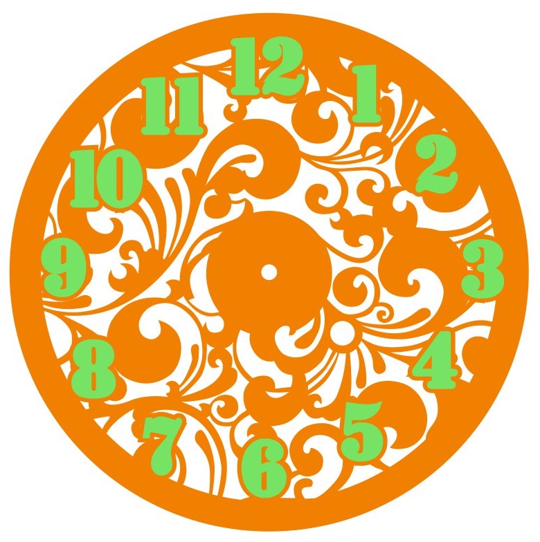 Laser Cut Decorative Floral Wall Clock Free Vector