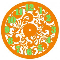 Laser Cut Decorative Floral Wall Clock Free Vector