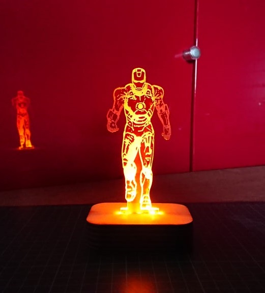 Laser Cut Iron Man Acrylic 3D LED Night Lamp SVG File