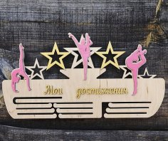 Laser Cut Gymnastics Wall Medal Holder Free Vector