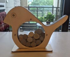 Laser Cut Cute Bird Money Box Coin Bank Piggy Bank For Kids Free Vector