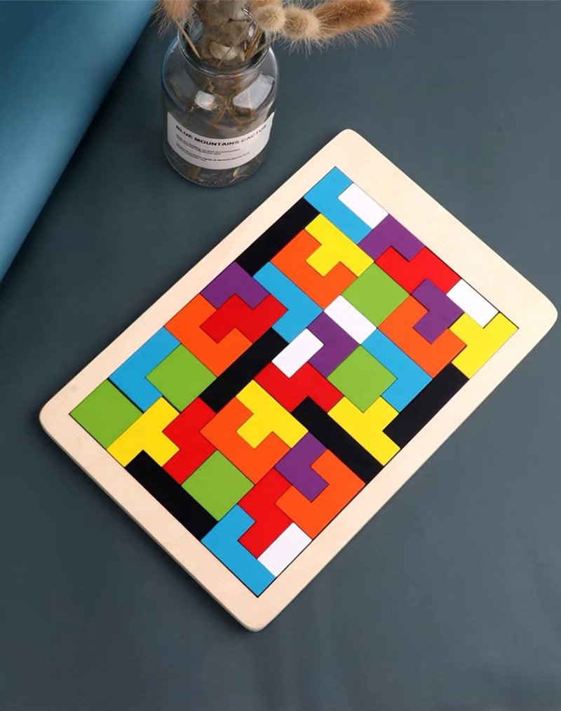 Laser Cut Wooden Tetris Puzzle Free Vector