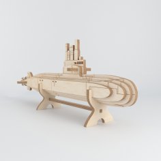 Laser Cut Submarine Wooden Model Free Vector