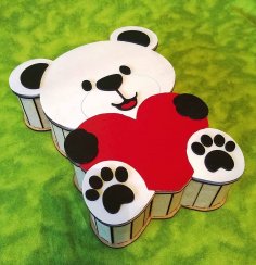 Laser Cut Bear Shaped Gift Box Teddy Bear Candy Box Free Vector