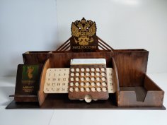 Laser Cut Wooden Desktop Organizer Office Supplies Storage Free Vector