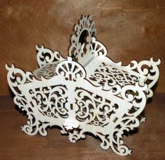 Laser Cut Wooden Candy Dish Decorative Candy Bowl Basket 6mm Free Vector