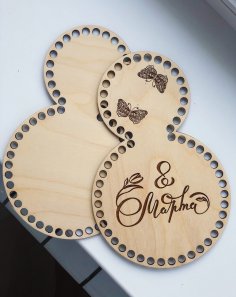 Laser Cut Wooden Basket Bottoms For Crochet Women Day 8 March Gift Free Vector