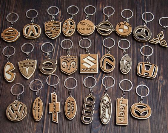 Laser Cut Wood Car Keychains Free Vector