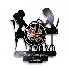 Laser Cut Beauty Shop Nail Salon Wall Clock Manicure Salon Vinyl Wall Clock Free Vector