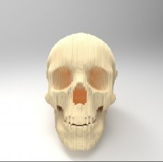 Laser Cut 3D Wooden Skull Free Vector