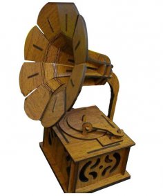 Laser Cut Wooden Gramophone 3D Model DXF File