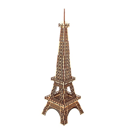 Laser Cut Wooden Eiffel Tower 3D Model Kit Free Vector