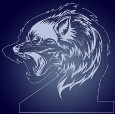 Laser Cut Lone Wolf Night Light Lamp Free Vector