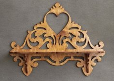 Laser Cut Wooden Heart Decor Wall Shelf Free Vector