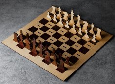 Laser Cut Wooden Chess Board & Pieces 4mm Free Vector