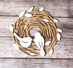 Laser Cut Wooden Bird Nest Wall Decor Free Vector