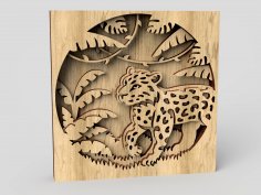 Laser Cut Jungle Scene Layered Wood Art Free Vector