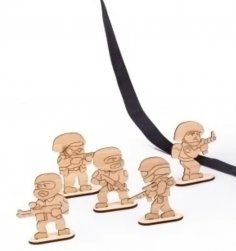 Laser Cut Wooden Soldiers Rubber Band Gun Target Set 100mm 3mm Free Vector