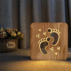 Laser Cut Wooden Lamp Decor Kids Bedroom Decorate Light DXF File