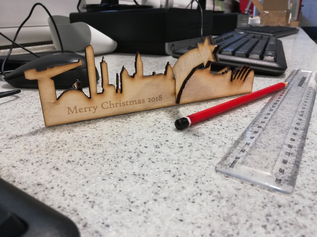 Laser Cut Glasgow Skyline Christmas Ornament DXF File