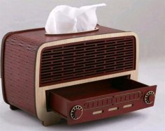 Laser Cut Retro Radio Napkin Holder Free Vector