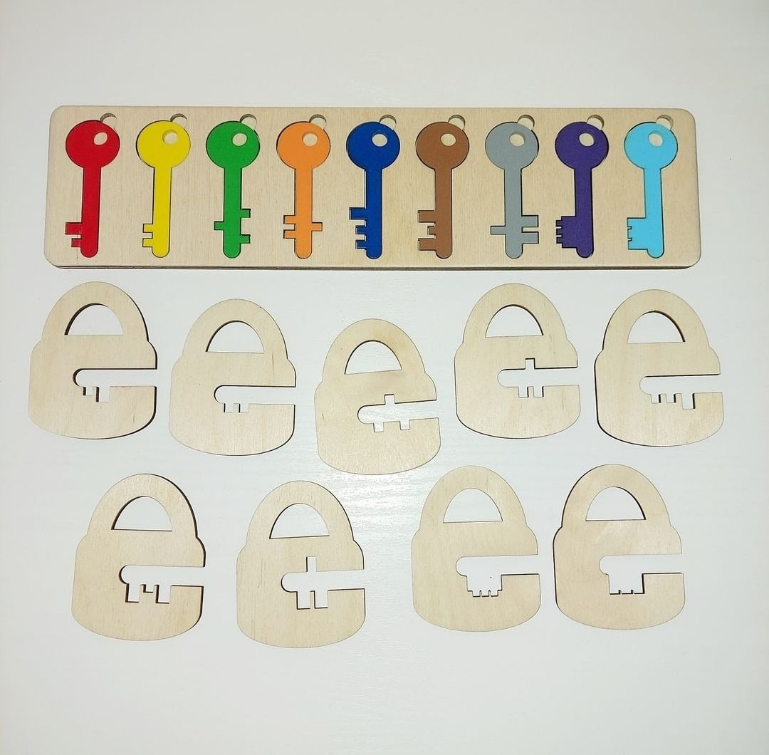 Laser Cut Kids Learning Toys Keys And Locks Free Vector