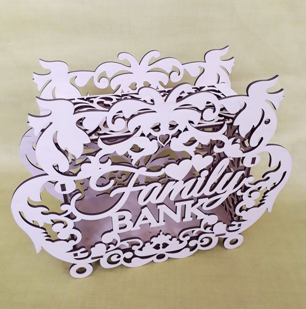 Laser Cut Decor Family Bank Money Box Piggy Bank Free Vector