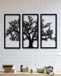 Laser Cut Tree Wall Decor 3 Panels SVG File