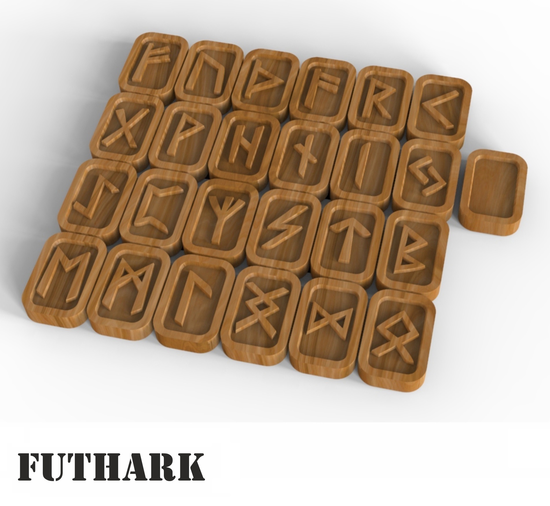 Laser Cut Elder Futhark Wooden Rune Set Free Vector