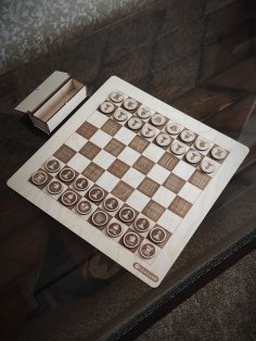 Laser Cut Wooden Chess Set And Box Free Vector