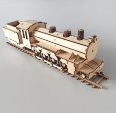 Laser Cut Toy Locomotive Train Engine Passenger Car Goods Wagon & Track Free Vector