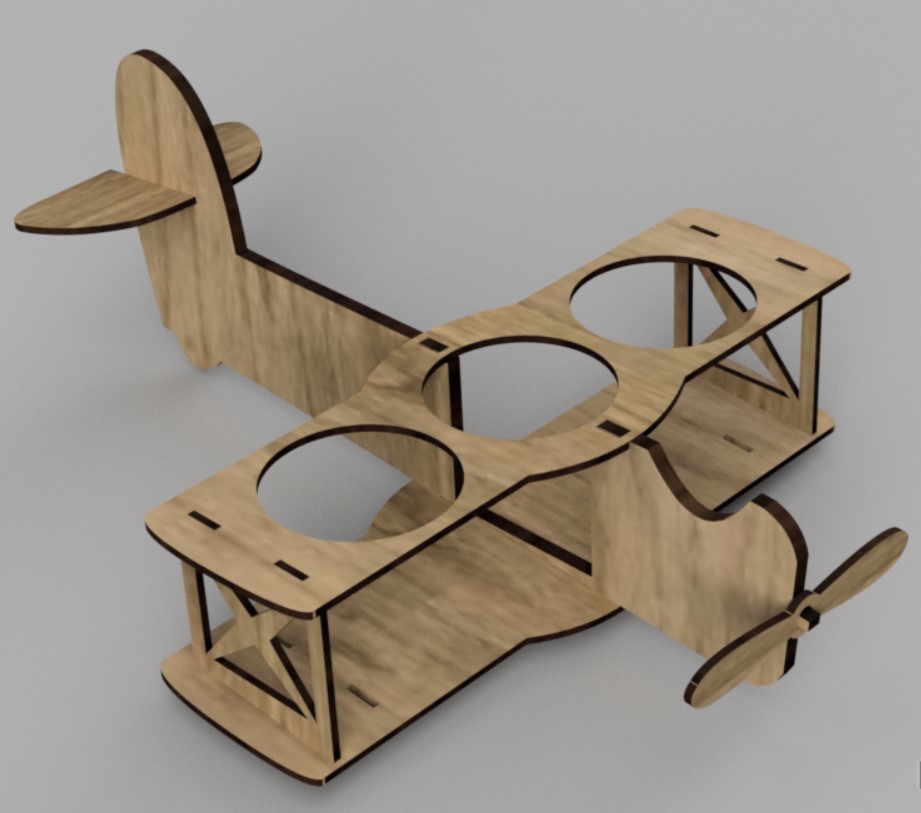 Laser Cut Airplane Beer Holder Free Vector