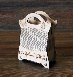 Laser Cut Wooden Decorative Bag Free Vector