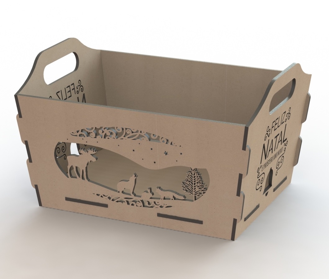 Laser Cut Wooden Storage Basket Box DXF File