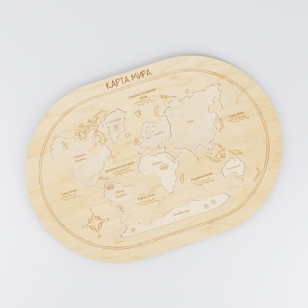 Laser Cut World Map Peg Jigsaw Puzzle Toy Free Vector