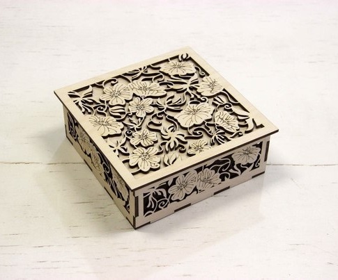 Laser Cut Carved Gift Box Decorative Treat Box DXF File