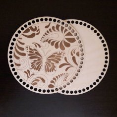 Laser Cut Engraved Basket Lid And Bottom Wooden Crochet Blank Kit Free Vector