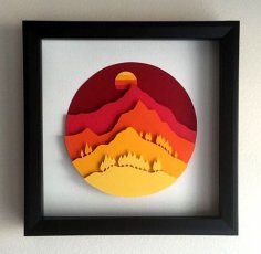 Laser Cut Mountains Layered Wall Art Decor Free Vector