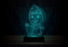 Laser Cut Masha And The Bear Acrylic 3D Lamp DXF File