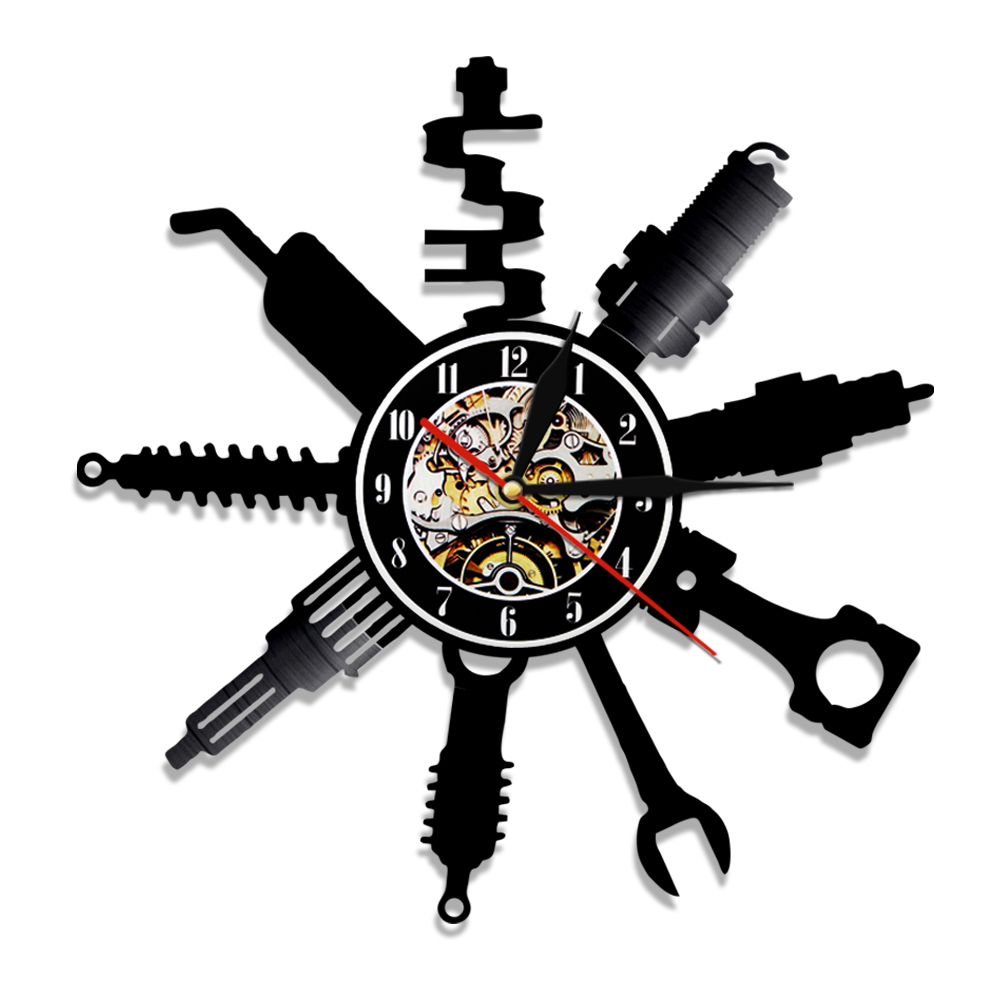 Laser Cut Auto Repair Shop Vinyl Record Wall Clock DXF File
