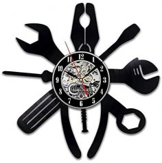 Laser Cut Repair Tools Wrench Pliers Vinyl Record Wall Clock DXF File