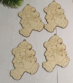 Laser Cut Engraved Wooden Christmas Magnets Free Vector