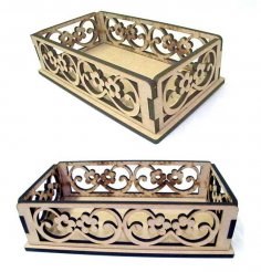 Laser Cut Decorative Wooden Basket DXF File