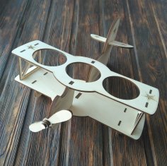 Laser Cut Biplane Wooden Beer Holder Free Vector