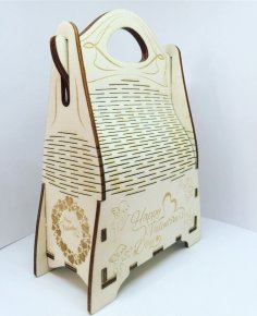 Laser Cut Champagne Gift Box Wooden Champagne Wine Bag Free Vector