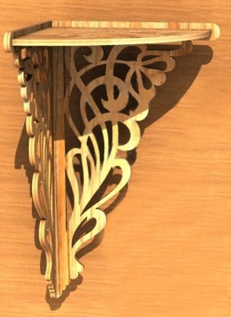 Laser Cut Wooden Decorative Corner Shelf 6mm Free Vector