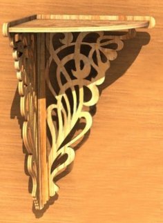 Laser Cut Wooden Decorative Corner Shelf 6mm Free Vector