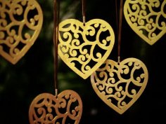 Laser Cut Heart Pendant Valentines Day Decor Free Vector