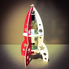 Laser Cut Rocket Beer Bottle Stand Free Vector